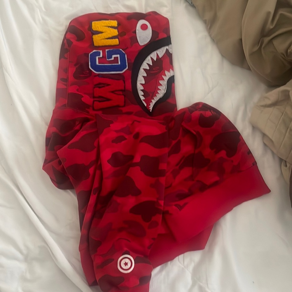 Large Red Bape Jacket. Full zip up. Past season